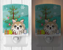 Christmas Tree and Chihuahua Ceramic Night Light Compact, UL-Certified, Ideal for Bedroom, Bathroom, Nursery, Hallway, Kitchen, 6x4x3, Multicolor