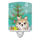 Christmas Tree and Chihuahua Ceramic Night Light Compact, UL-Certified, Ideal for Bedroom, Bathroom, Nursery, Hallway, Kitchen, 6x4x3, Multicolor