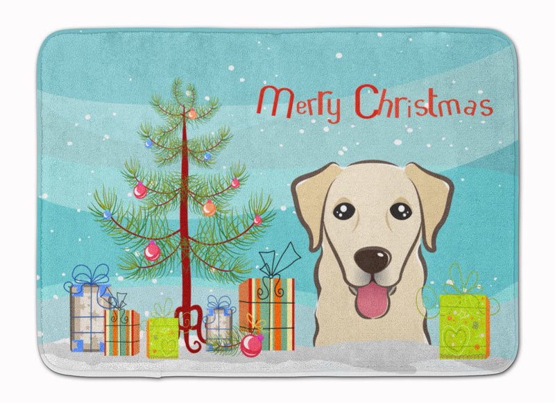 Christmas Tree and Golden Retriever Machine Washable Memory Foam Mat BB1624RUG