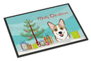 Christmas Tree and Sable Corgi Doormat Indoor Outdoor 24H X 36W Front Door Mat Rugs for Entryway, Non Slip Washable Low Pile,