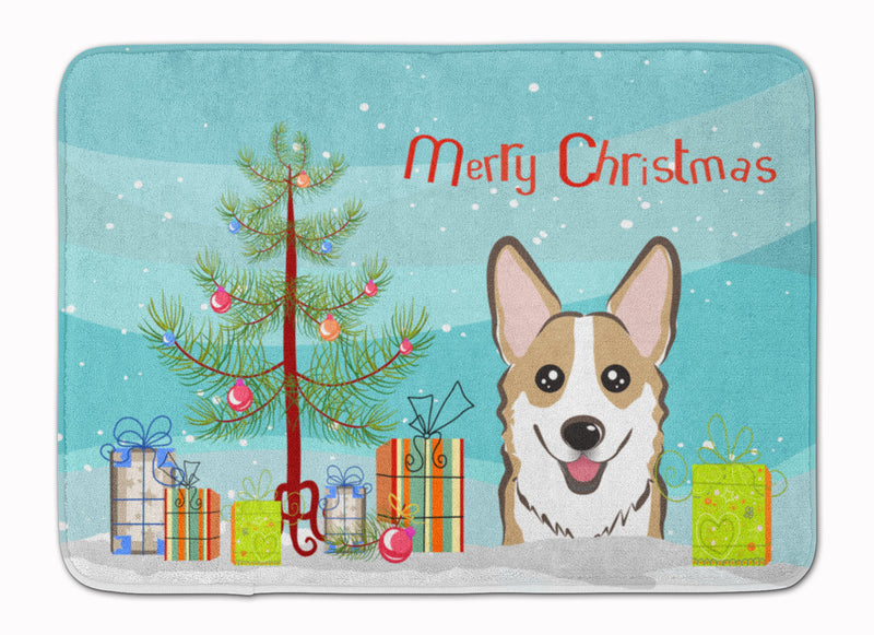 Christmas Tree and Sable Corgi Machine Washable Memory Foam Mat BB1625RUG