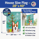 Christmas Tree and Red Corgi House Flag 28x40 Porch Sleeve Pole Decorative Outside Yard Banner Artwork Wall Hanging, Polyester