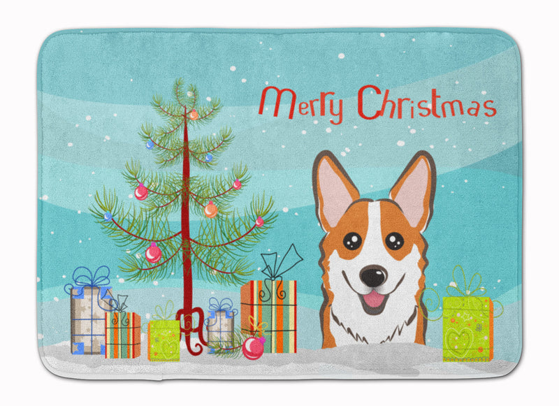 Christmas Tree and Red Corgi Machine Washable Memory Foam Mat BB1626RUG