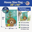 Christmas Tree and Chocolate Brown Poodle House Flag 28x40 Porch Sleeve Pole Decorative Outside Yard Banner Artwork Wall Hanging, Polyester