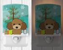 Christmas Tree and Chocolate Brown Poodle Ceramic Night Light Compact, UL-Certified, Ideal for Bedroom, Bathroom, Nursery, Hallway, Kitchen, 6x4x3, Multicolor