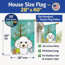 Christmas Tree and White Poodle House Flag 28x40 Porch Sleeve Pole Decorative Outside Yard Banner Artwork Wall Hanging, Polyester