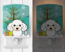 Christmas Tree and White Poodle Ceramic Night Light Compact, UL-Certified, Ideal for Bedroom, Bathroom, Nursery, Hallway, Kitchen, 6x4x3, Multicolor