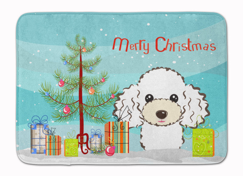 Christmas Tree and White Poodle Machine Washable Memory Foam Mat BB1629RUG