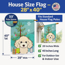Christmas Tree and Buff Poodle House Flag 28x40 Porch Sleeve Pole Decorative Outside Yard Banner Artwork Wall Hanging, Polyester