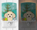 Christmas Tree and Buff Poodle Ceramic Night Light Compact, UL-Certified, Ideal for Bedroom, Bathroom, Nursery, Hallway, Kitchen, 6x4x3, Multicolor