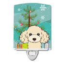 Christmas Tree and Buff Poodle Ceramic Night Light Compact, UL-Certified, Ideal for Bedroom, Bathroom, Nursery, Hallway, Kitchen, 6x4x3, Multicolor