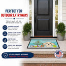 Christmas Tree and Buff Poodle Doormat Indoor Outdoor 24H X 36W Front Door Mat Rugs for Entryway, Non Slip Washable Low Pile,