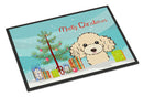 Christmas Tree and Buff Poodle Doormat Indoor Outdoor 24H X 36W Front Door Mat Rugs for Entryway, Non Slip Washable Low Pile,