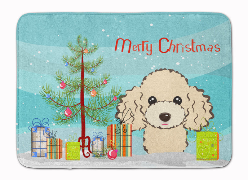 Christmas Tree and Buff Poodle Machine Washable Memory Foam Mat BB1630RUG