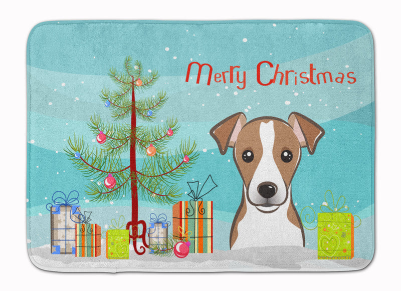 Christmas Tree and Jack Russell Terrier Machine Washable Memory Foam Mat BB1632RUG