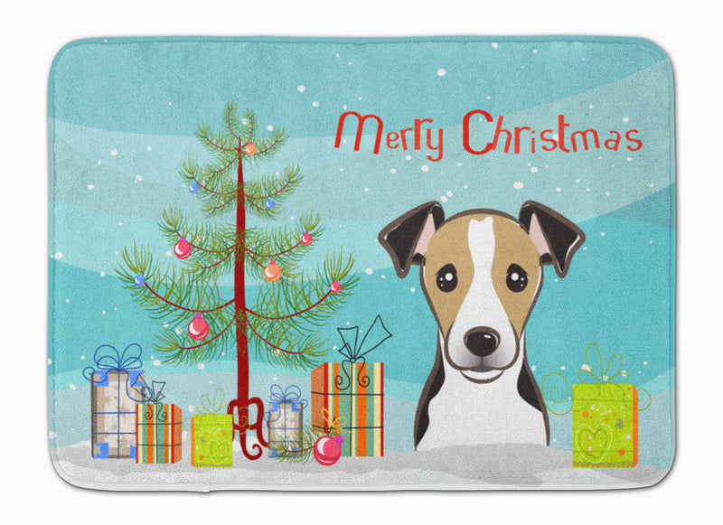 Christmas Tree and Jack Russell Terrier Machine Washable Memory Foam Mat BB1633RUG