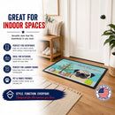 Christmas Tree and Fawn Pug Doormat Indoor Outdoor 24H X 36W Front Door Mat Rugs for Entryway, Non Slip Washable Low Pile,