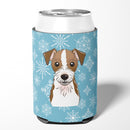 Snowflake Jack Russell Terrier Can or Bottle Hugger Cooler Sleeve for Standard 12 oz Cans, Insulated Foam Beer & Soda Can Hugger Reusable