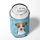Snowflake Jack Russell Terrier Can or Bottle Hugger Cooler Sleeve for Standard 12 oz Cans, Insulated Foam Beer & Soda Can Hugger Reusable