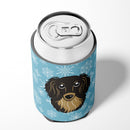 Snowflake Longhair Black and Tan Dachshund Can or Bottle Hugger Cooler Sleeve for Standard 12 oz Cans, Insulated Foam Beer & Soda Can Hugger Reusable