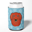 Snowflake Longhair Red Dachshund Can or Bottle Hugger Cooler Sleeve for Standard 12 oz Cans, Insulated Foam Beer & Soda Can Hugger Reusable