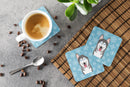 Snowflake Alaskan Malamute Foam Coasters Set of 4 Cup Coasters for Indoor Outdoor, Tabletop Protection, Anti Slip, Mouse pad Material