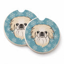 Snowflake Pekingese Set of 2 Cup Holder Car Coasters Absorbent Round Sandstone Coasters Gifts for Men or Women, 2.5, Multicolor