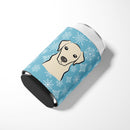 Snowflake Yellow Labrador Can or Bottle Hugger Cooler Sleeve for Standard 12 oz Cans, Insulated Foam Beer & Soda Can Hugger Reusable
