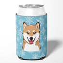 Snowflake Shiba Inu Can or Bottle Hugger Cooler Sleeve for Standard 12 oz Cans, Insulated Foam Beer & Soda Can Hugger Reusable