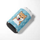 Snowflake Shiba Inu Can or Bottle Hugger Cooler Sleeve for Standard 12 oz Cans, Insulated Foam Beer & Soda Can Hugger Reusable