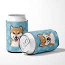 Snowflake Shiba Inu Can or Bottle Hugger Cooler Sleeve for Standard 12 oz Cans, Insulated Foam Beer & Soda Can Hugger Reusable