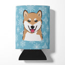 Snowflake Shiba Inu Can or Bottle Hugger Cooler Sleeve for Standard 12 oz Cans, Insulated Foam Beer & Soda Can Hugger Reusable