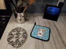 Snowflake Borzoi Pot Holder Set of 2 Heat Resistant Quilted Hot Pads 7.5 x 7.5 Inch, Insulated Kitchen Trivets for Cooking & Baking