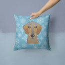 Snowflake Wirehaired Dachshund Decorative Throw Pillow 14x14 Indoor Outdoor Accent Cushion, Fabric Cover with Insert for Sofa, Bed, Porch & Living Room
