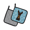 Snowflake Min Pin Pot Holder Set of 2 Heat Resistant Quilted Hot Pads 7.5 x 7.5 Inch, Insulated Kitchen Trivets for Cooking & Baking