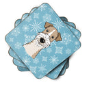Snowflake Wire Haired Fox Terrier Foam Coasters Set of 4 Cup Coasters for Indoor Outdoor, Tabletop Protection, Anti Slip, Mouse pad Material