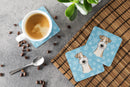 Snowflake Wire Haired Fox Terrier Foam Coasters Set of 4 Cup Coasters for Indoor Outdoor, Tabletop Protection, Anti Slip, Mouse pad Material