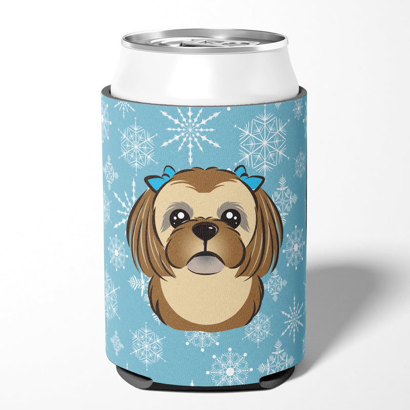 Snowflake Chocolate Brown Shih Tzu Can or Bottle Hugger BB1683CC