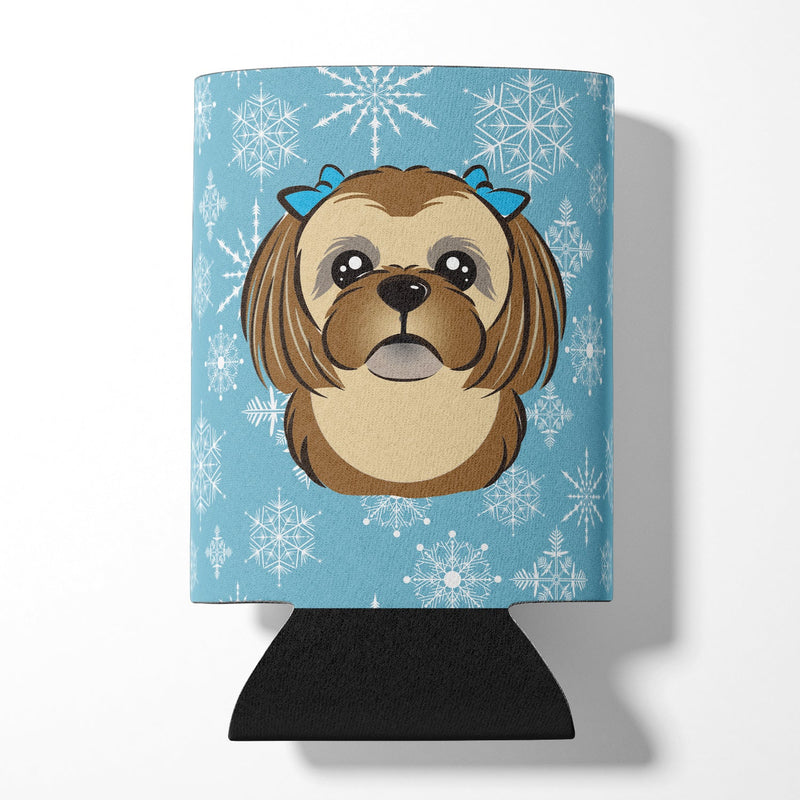 Snowflake Chocolate Brown Shih Tzu Can or Bottle Hugger BB1683CC