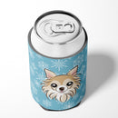 Snowflake Chihuahua Can or Bottle Hugger Cooler Sleeve for Standard 12 oz Cans, Insulated Foam Beer & Soda Can Hugger Reusable