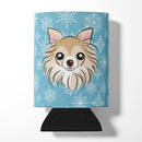 Snowflake Chihuahua Can or Bottle Hugger Cooler Sleeve for Standard 12 oz Cans, Insulated Foam Beer & Soda Can Hugger Reusable