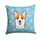 Snowflake Red Corgi Decorative Throw Pillow 14x14 Indoor Outdoor Accent Cushion, Fabric Cover with Insert for Sofa, Bed, Porch & Living Room