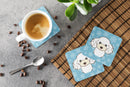 Snowflake White Poodle Foam Coasters Set of 4 Cup Coasters for Indoor Outdoor, Tabletop Protection, Anti Slip, Mouse pad Material