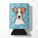 Snowflake Jack Russell Terrier Can or Bottle Hugger Cooler Sleeve for Standard 12 oz Cans, Insulated Foam Beer & Soda Can Hugger Reusable