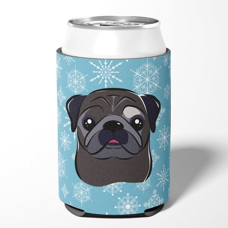 Snowflake Black Pug Can or Bottle Hugger BB1697CC