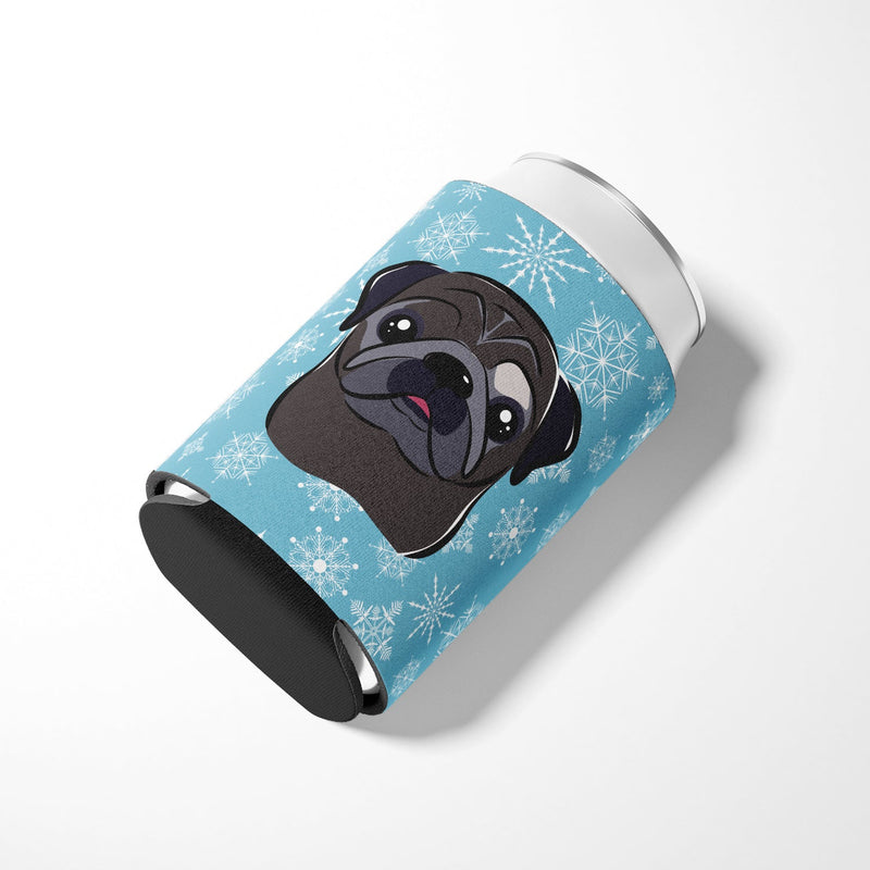 Snowflake Black Pug Can or Bottle Hugger BB1697CC