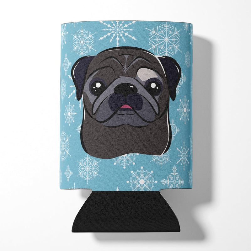 Snowflake Black Pug Can or Bottle Hugger BB1697CC