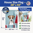 Winter Holiday Jack Russell Terrier House Flag 28x40 Porch Sleeve Pole Decorative Outside Yard Banner Artwork Wall Hanging, Polyester