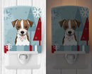 Winter Holiday Jack Russell Terrier Ceramic Night Light Compact, UL-Certified, Ideal for Bedroom, Bathroom, Nursery, Hallway, Kitchen, 6x4x3, Multicolor