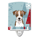 Winter Holiday Jack Russell Terrier Ceramic Night Light Compact, UL-Certified, Ideal for Bedroom, Bathroom, Nursery, Hallway, Kitchen, 6x4x3, Multicolor